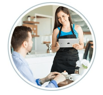 HRPOS Conversational Ordering Circle Icon Order and Pay at the Table