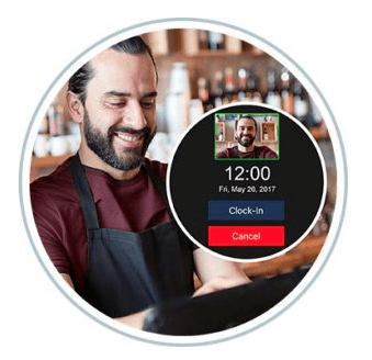 HRPOS Photo Clock in Circle Icon Time Clock Management with theft prevention
