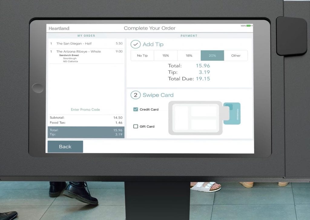 complete the order at the kiosk